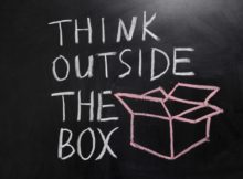 Chalk drawing - concept of "think outside the box"